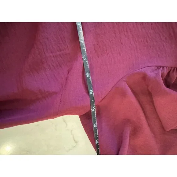 DKNY Plum Shift Dress Sz 6 Lined Ruffle Blubble Sleeve Romantic Date Night NWOT - Picture 5 of 6